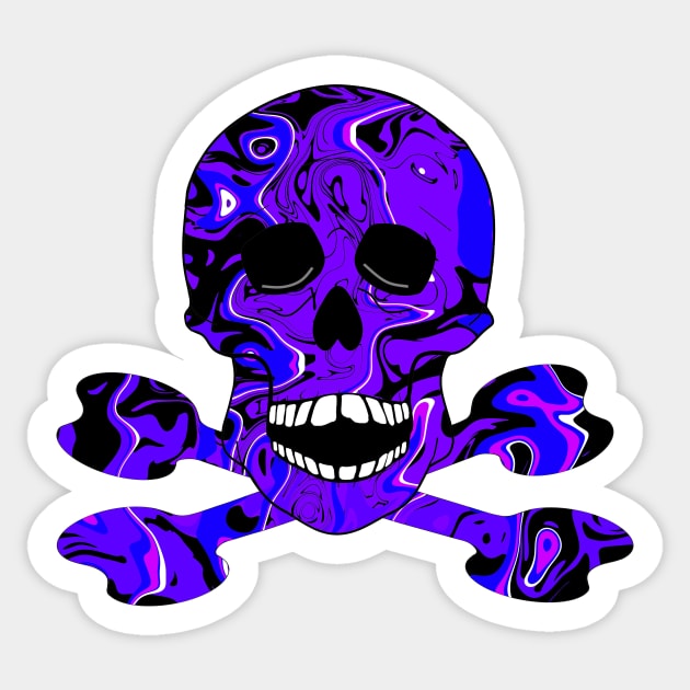 BLUE Skull And Crossbones Sticker by SartorisArt1